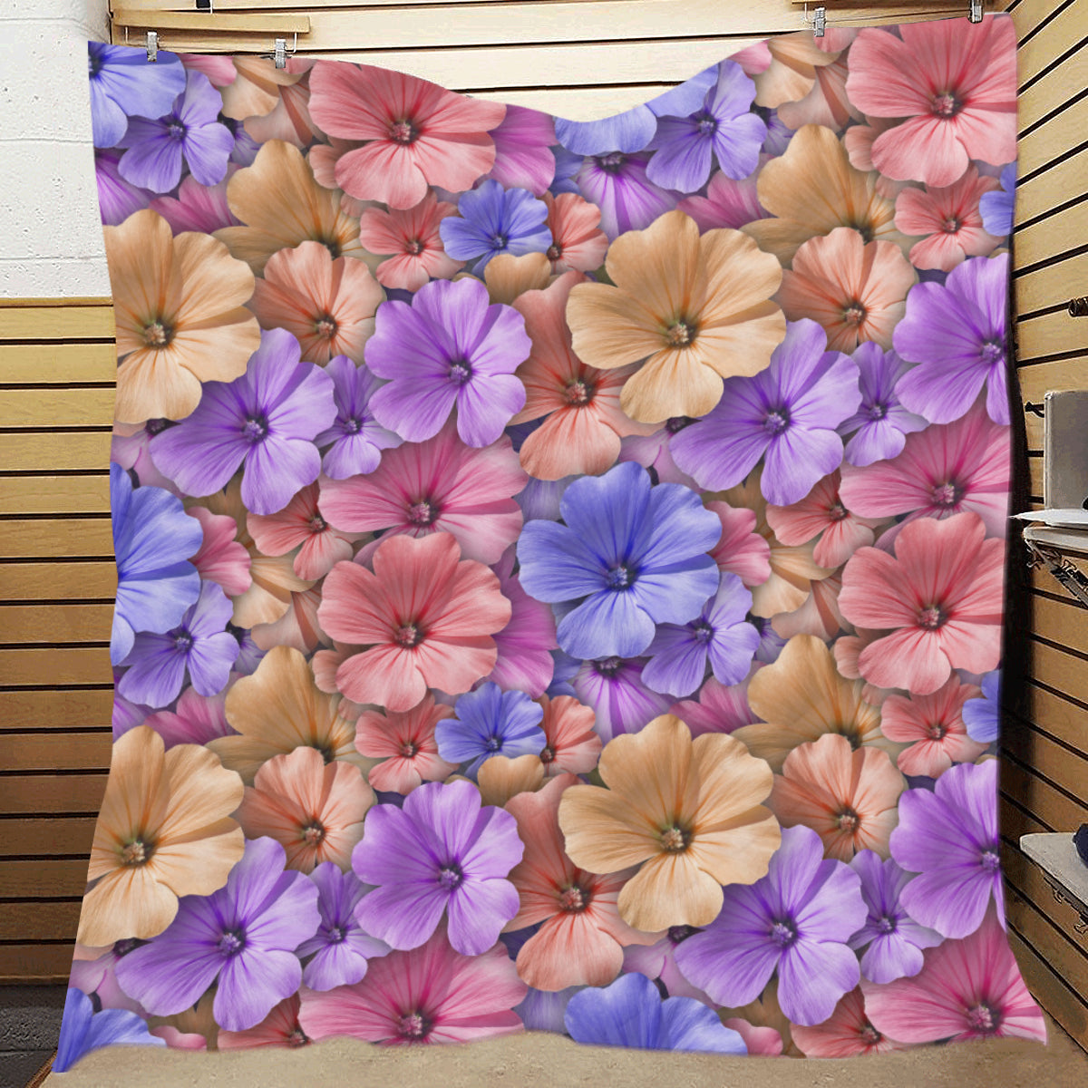 Colorful Geranium Pattern Premium Quilt