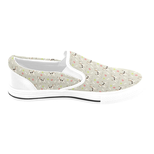 Toy Fox Terriers Print Design LKS301 White Slip Ons Canvas Women's Shoes
