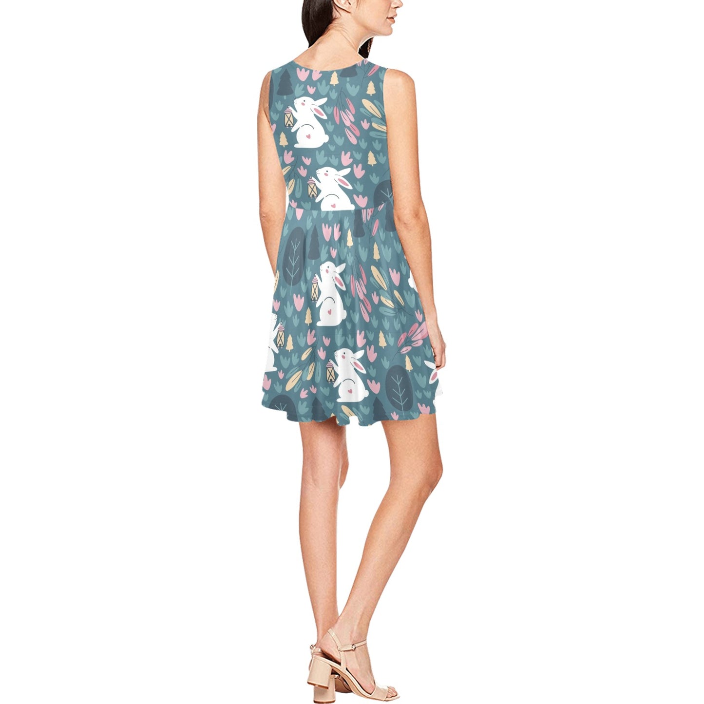 Rabbit Pattern Print Design RB013 Sleeveless Dress
