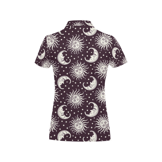 Sun Moon Face Women's Polo Shirt
