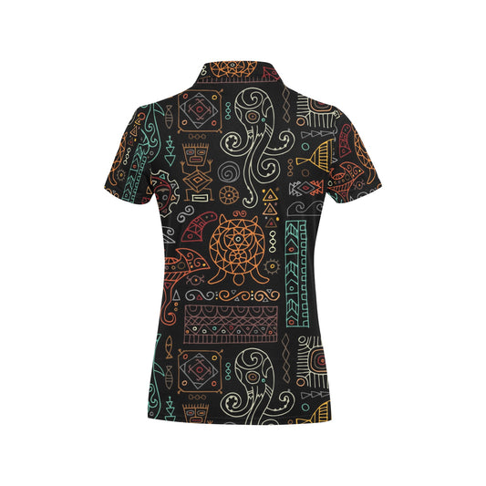 Polynesian Pattern Print Design A04 Women's Polo Shirt