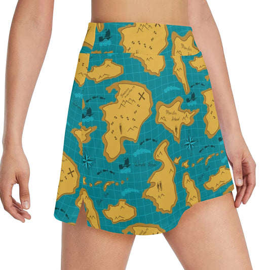 World Map Print Design LKS301 17" Golf & Pickleball Skort with Pockets