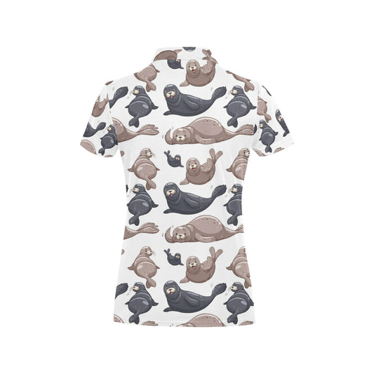Sea Lion Pattern Print Design 02 Women's Polo Shirt