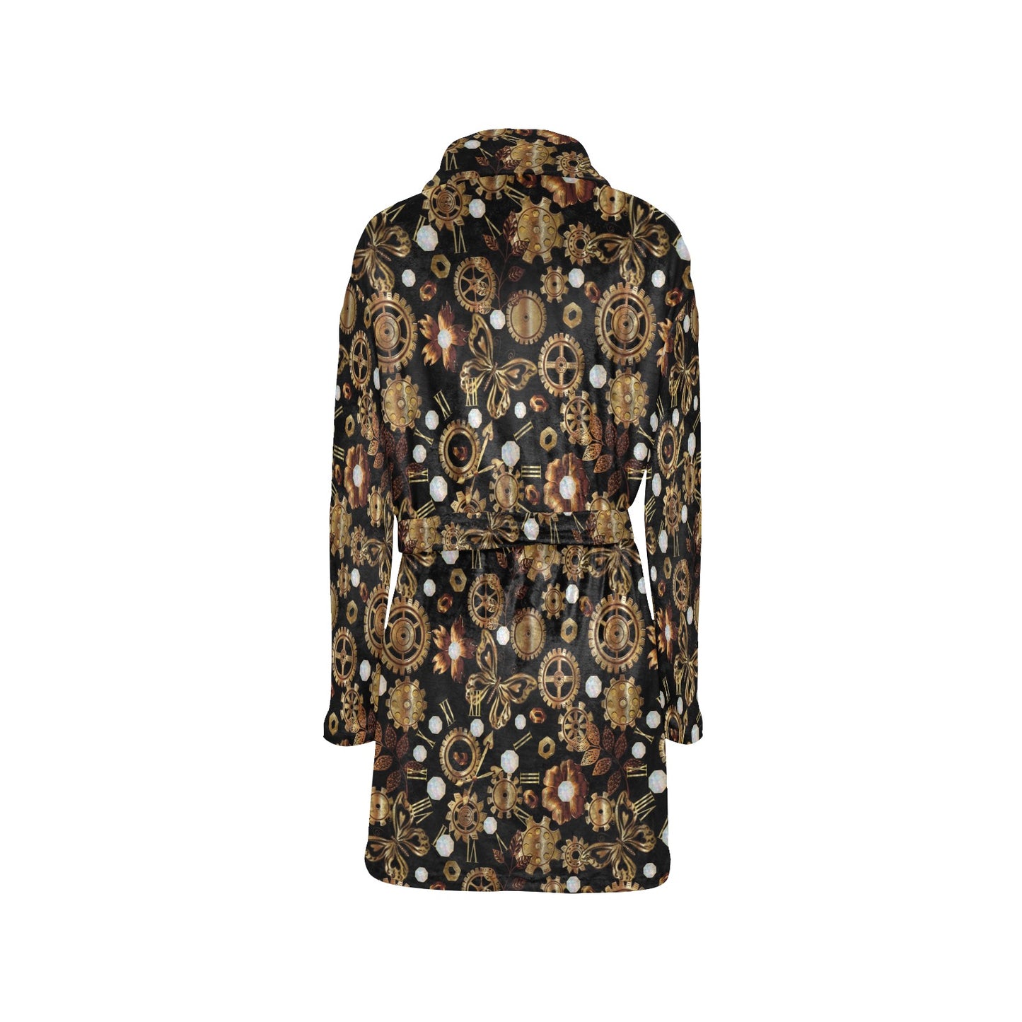 Steampunk Butterfly Design Themed Print Women's Fleece Robe