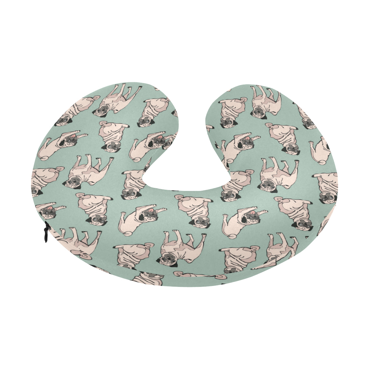 Pug Pattern Print Design A01 U-Shaped Travel Neck Pillow