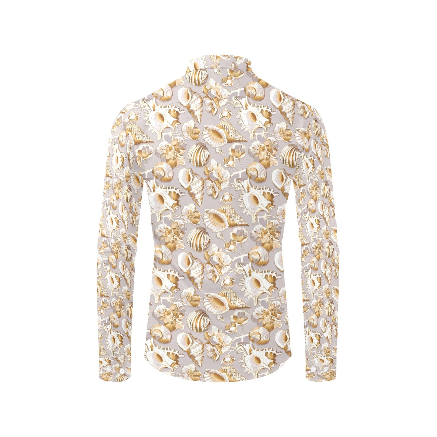 Seashell Print Design LKS309 Men's Long Sleeve Dress Shirt