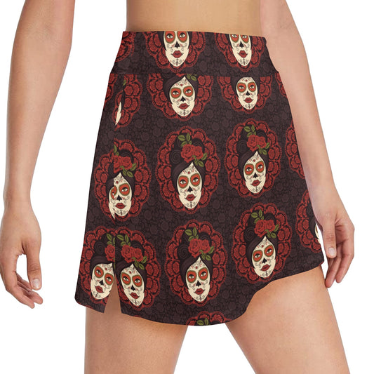 Day of the Dead Mexican Girl 17" Golf & Pickleball Skort with Pockets