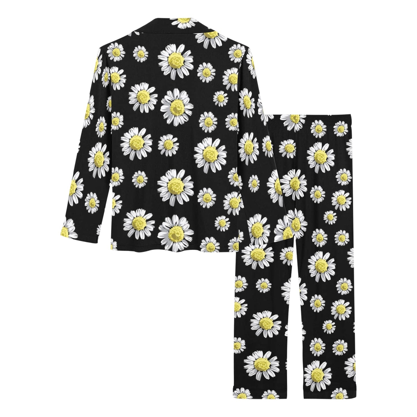 Daisy Pattern Print Design DS01 Women's Long Pajama Set