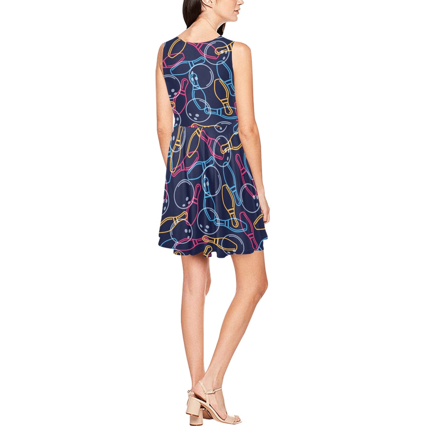Bowling Pattern Print Design 07 Sleeveless Dress