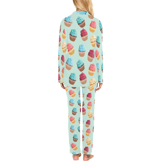 Cupcake Pattern Print Design 01 Women's Long Pajama Set