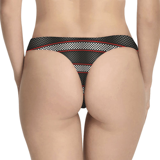 Checkered Flag Red Line Style Women's Thongs