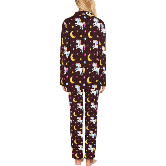Unicorn Moon Star Women's Long Pajama Set
