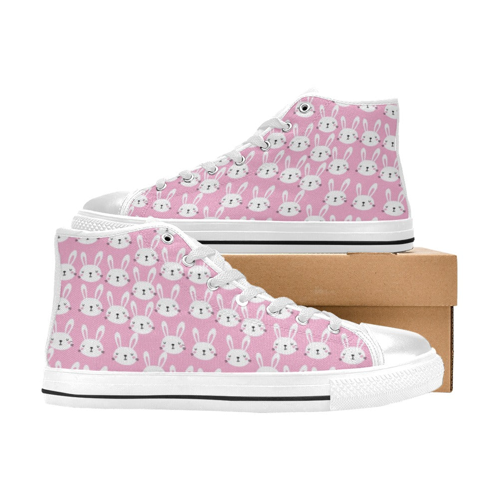 Rabbit Print Design LKS401 Men's High Top Canvas Shoes