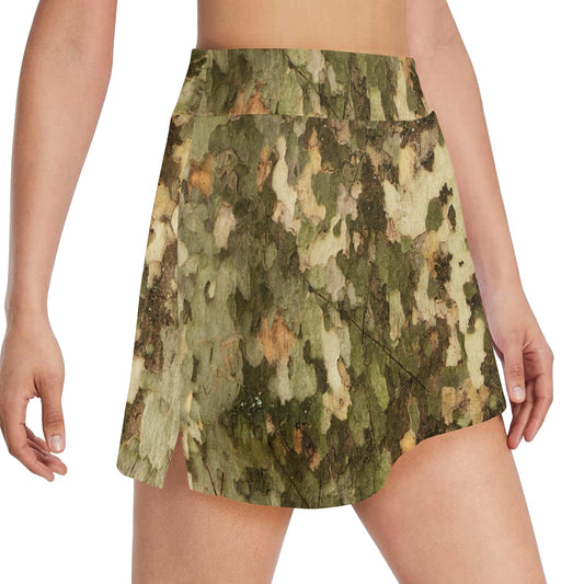 Camo Realistic Tree Texture Print 17" Golf & Pickleball Skort with Pockets