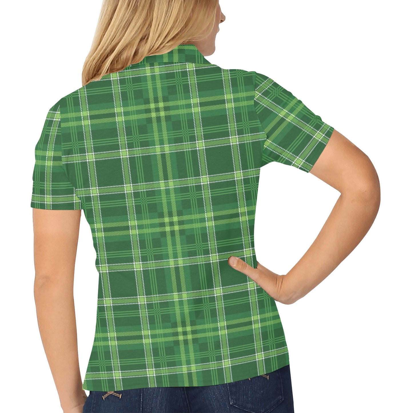 Irish Plaid Pattern Print Design 02 Women's Polo Shirt