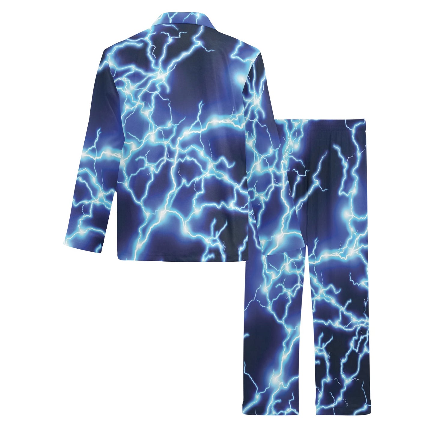 Lightning Thunder Pattern Print Design 04 Men's Long Pajama Set