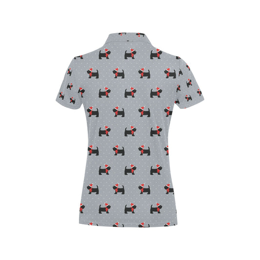 Scottish Christmas Themed Terriers Print Design LKS3018 Women's Polo Shirt