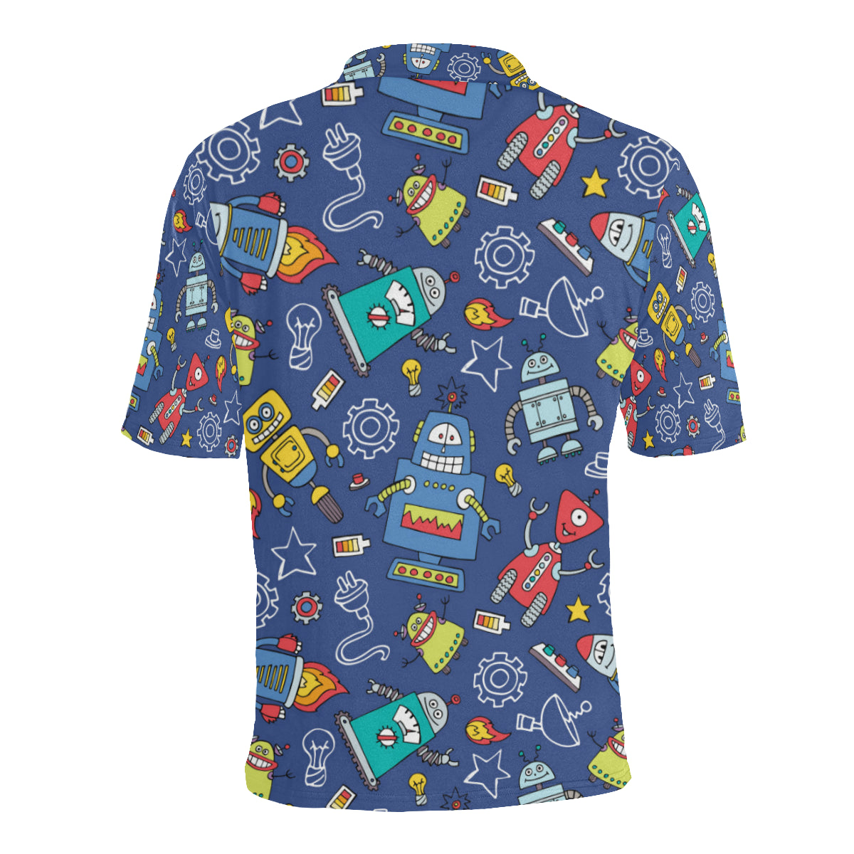 Robot Pattern Print Design A03 Men Polo Shirt