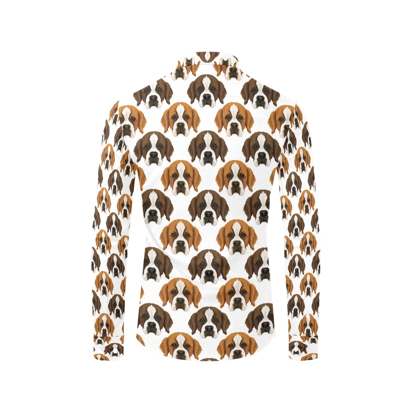 St Bernards Print Design LKS301 Men's Long Sleeve Dress Shirt