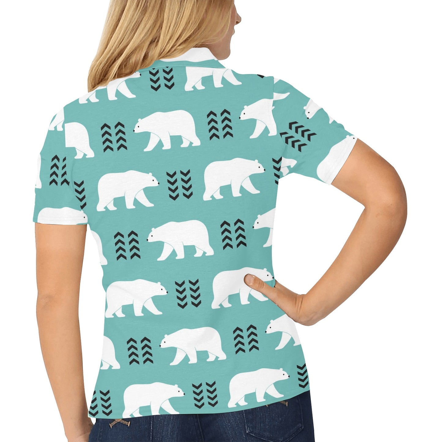 Polar Bear Pattern Print Design A05 Women's Polo Shirt