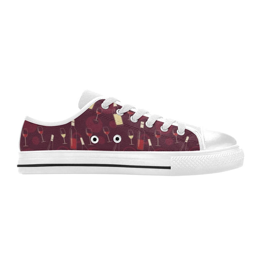 Wine Themed Print Design LKS302 Women's White Low Top Shoes