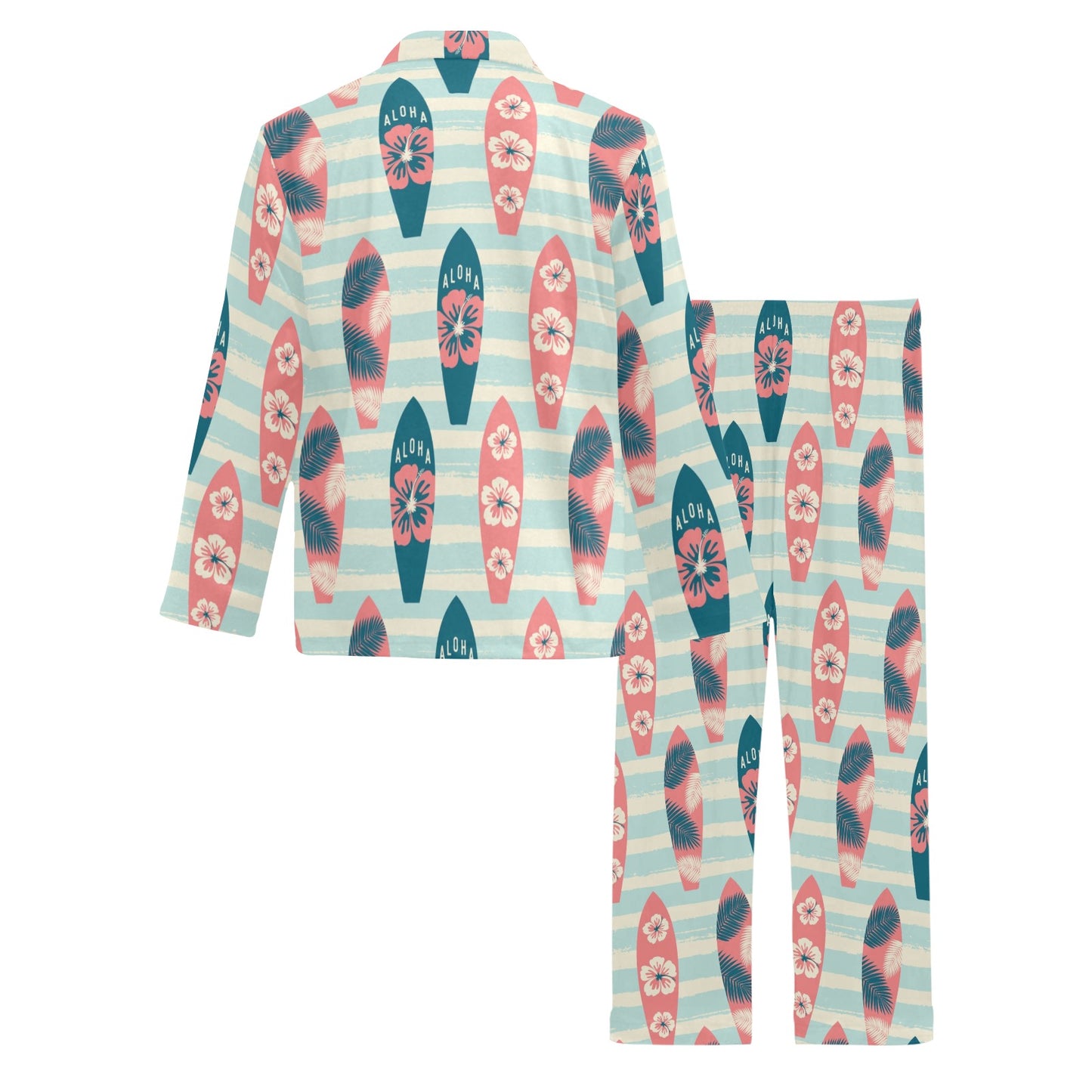 Aloha Hawaii Surfboard Pattern Print Design 02 Men's Long Pajama Set