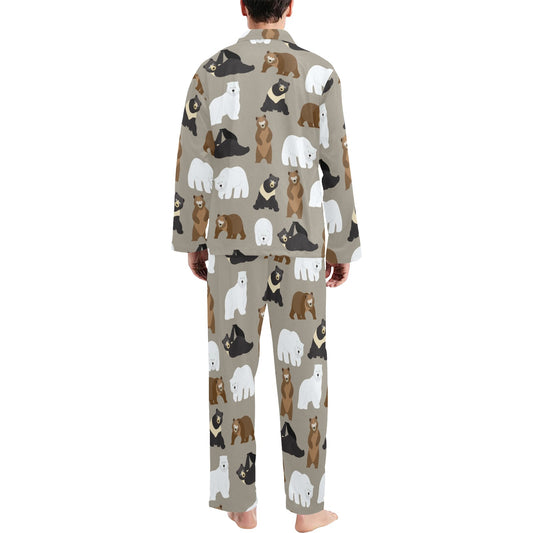Bear Pattern Print Design BE03 Men's Long Pajama Set