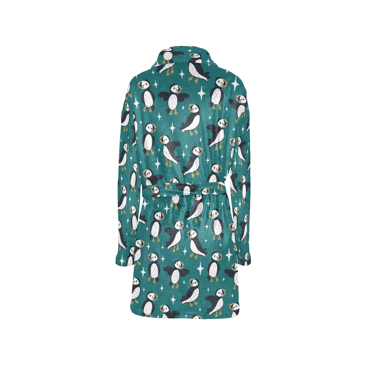 Puffin Pattern Print Design A05 Women's Fleece Robe