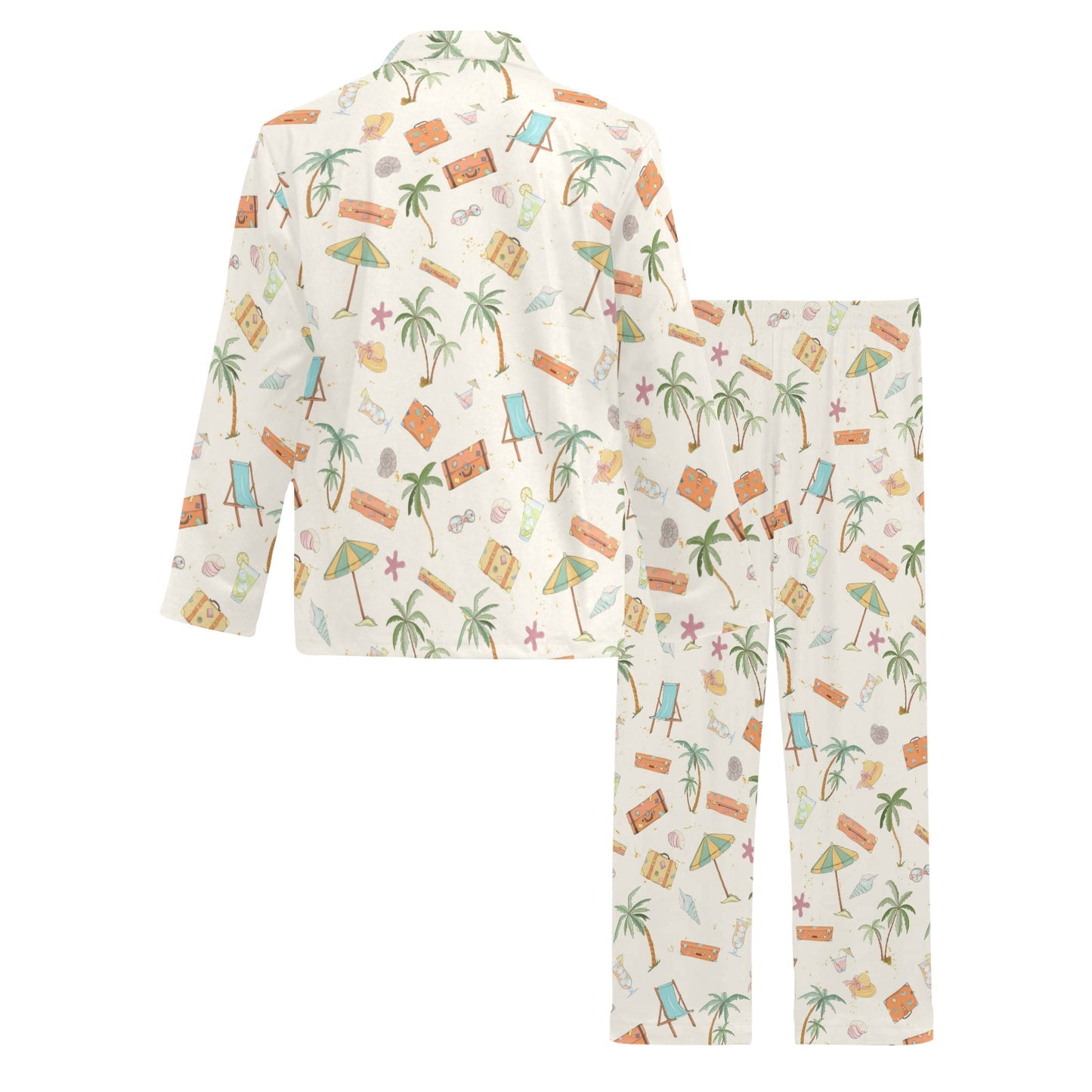 Beach Themed Pattern Print Design 05 Men's Long Pajama Set