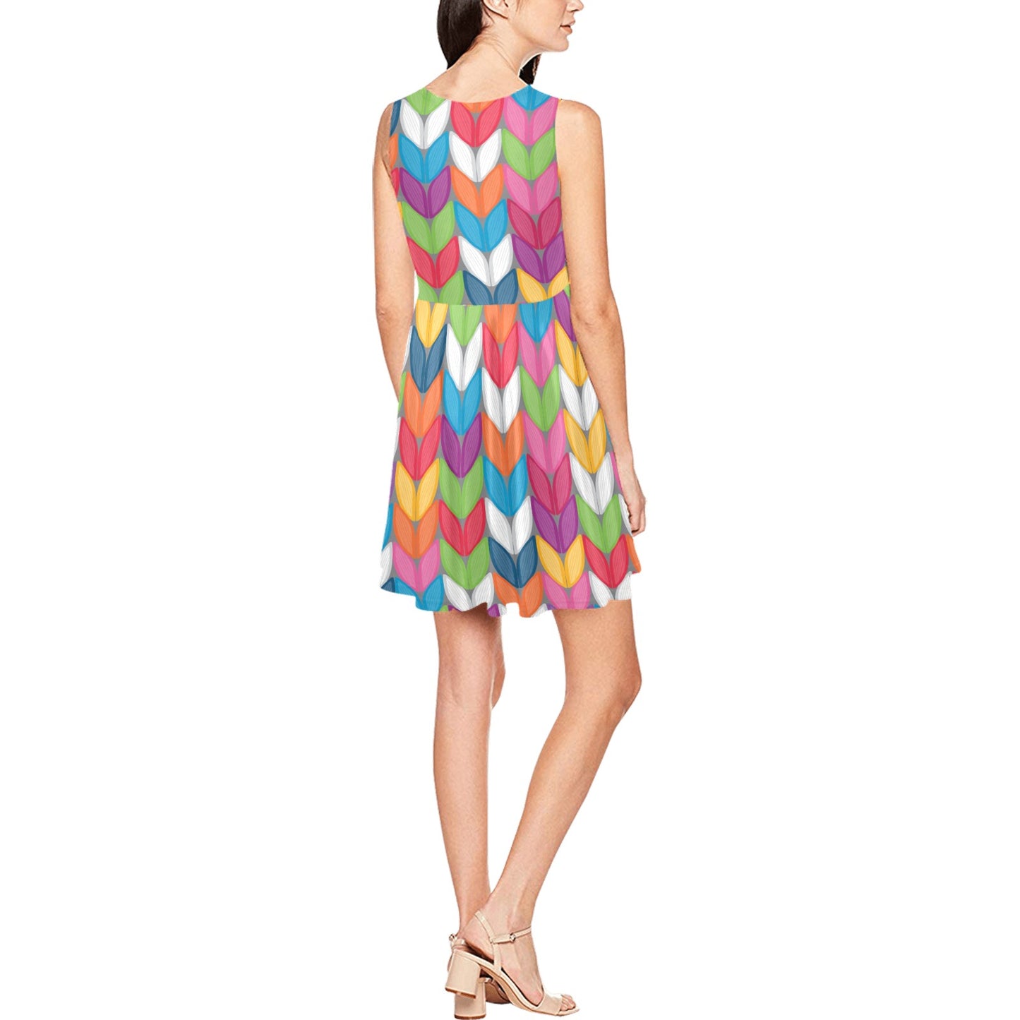 Knit Pattern Print Design 01 Sleeveless Dress