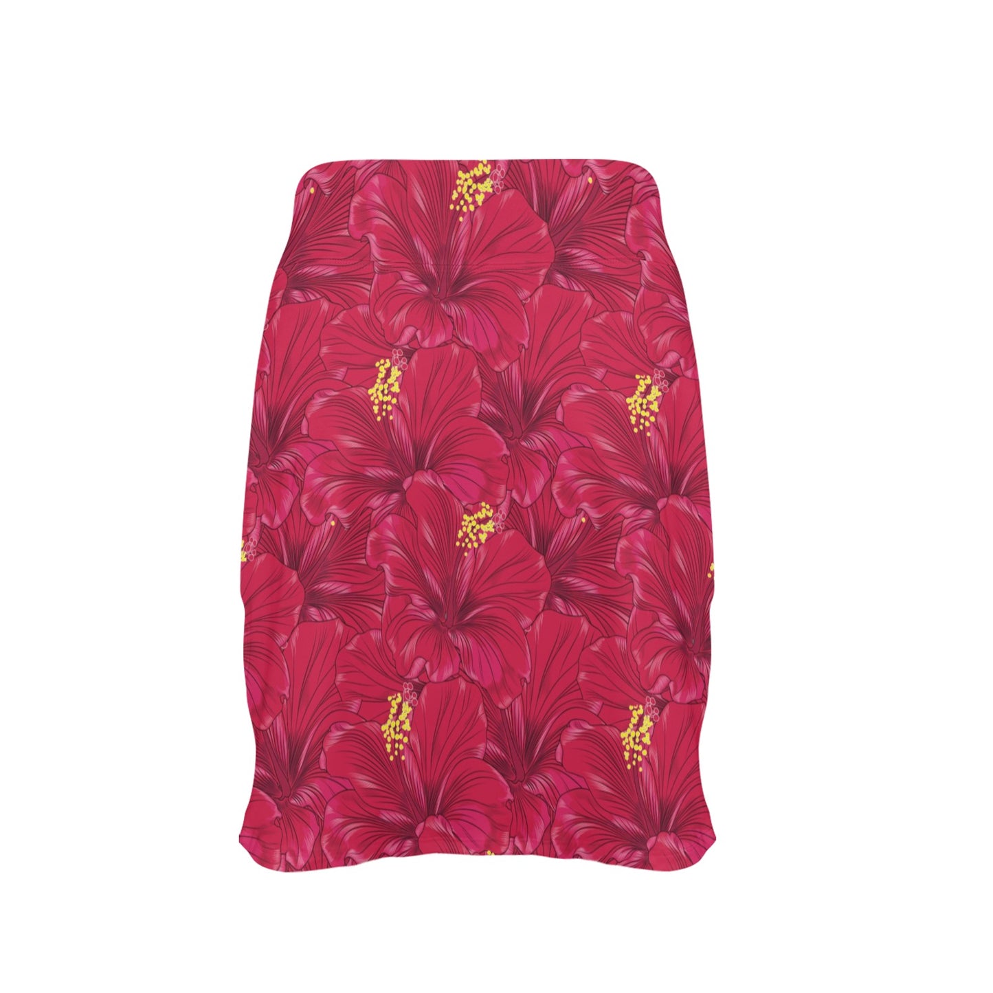 Hibiscus Red Pattern Print LKS308 Women's Golf Skirt with Pocket