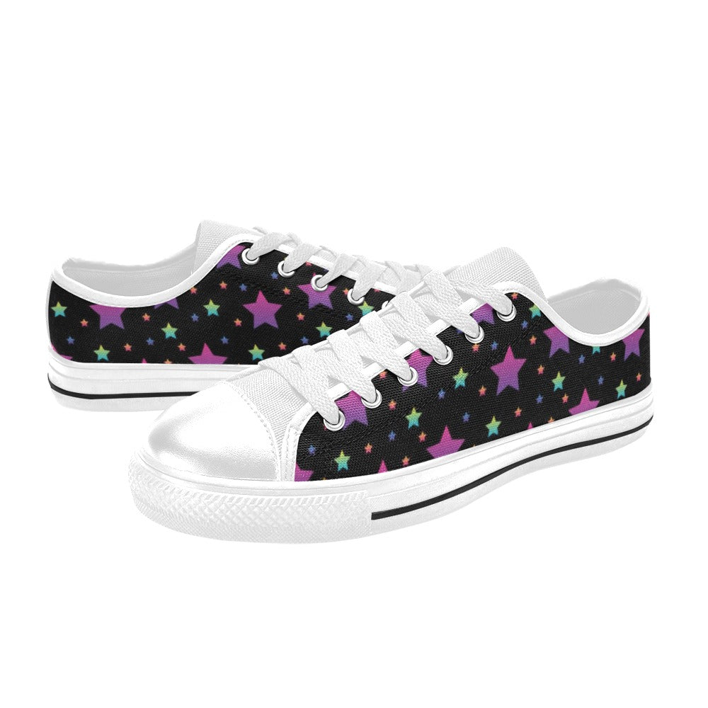 Star Print Design LKS305 Women's White Low Top Shoes