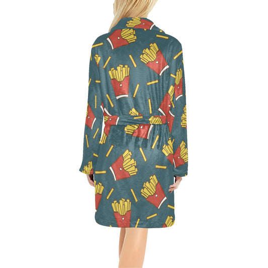French Fried Pattern Print Design 04 Women's Fleece Robe