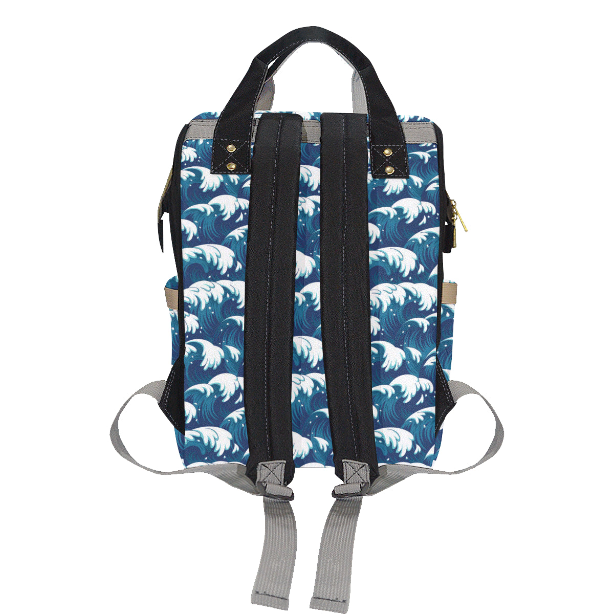 Ocean Wave Pattern Print Diaper Bag Backpack