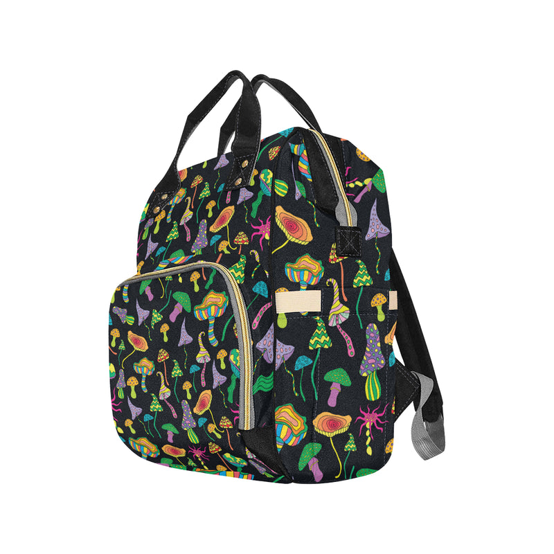 Psychedelic Mushroom Pattern Print Design A02 Diaper Bag Backpack