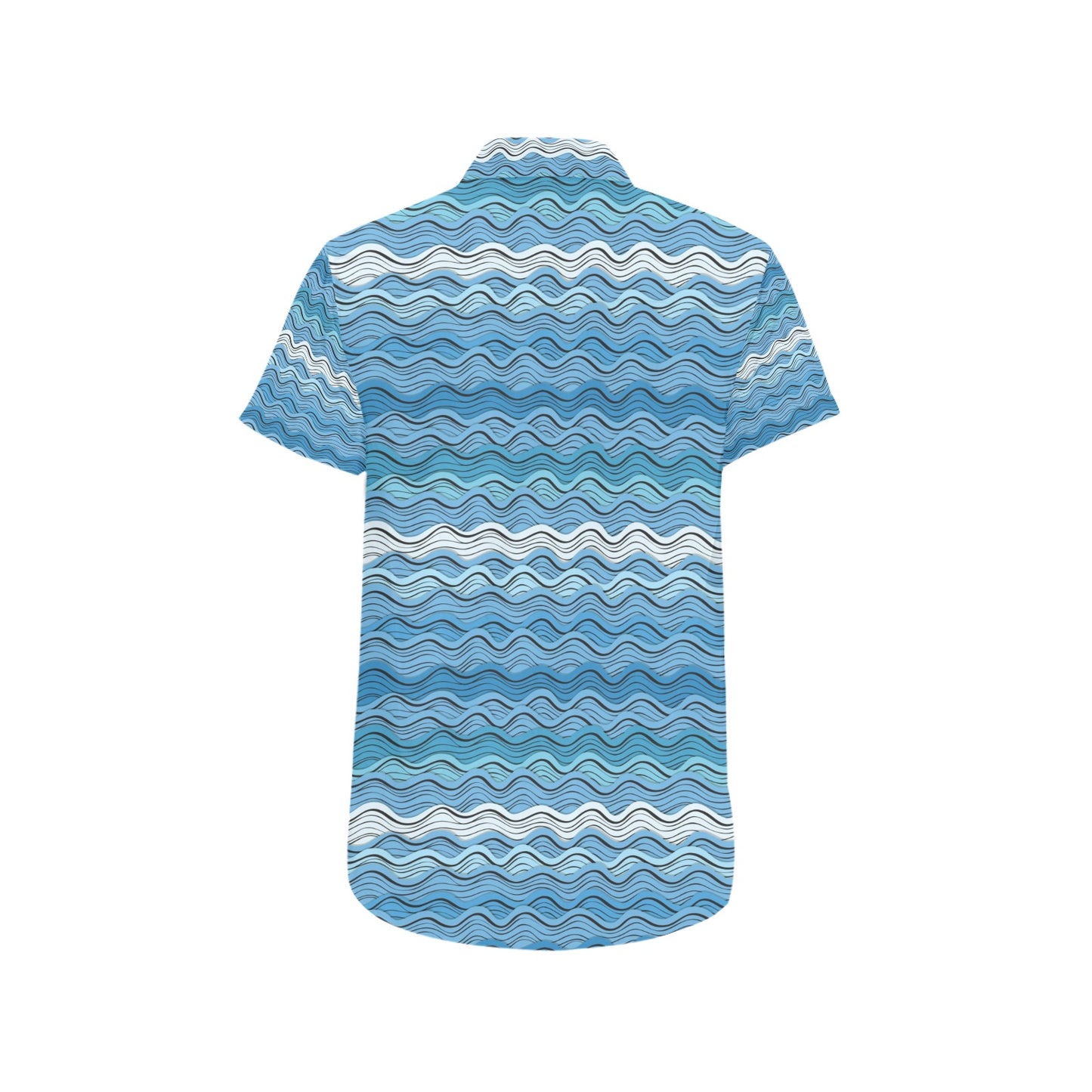 Wave Print Design LKS301 Men Short Sleeve Button Up Shirt