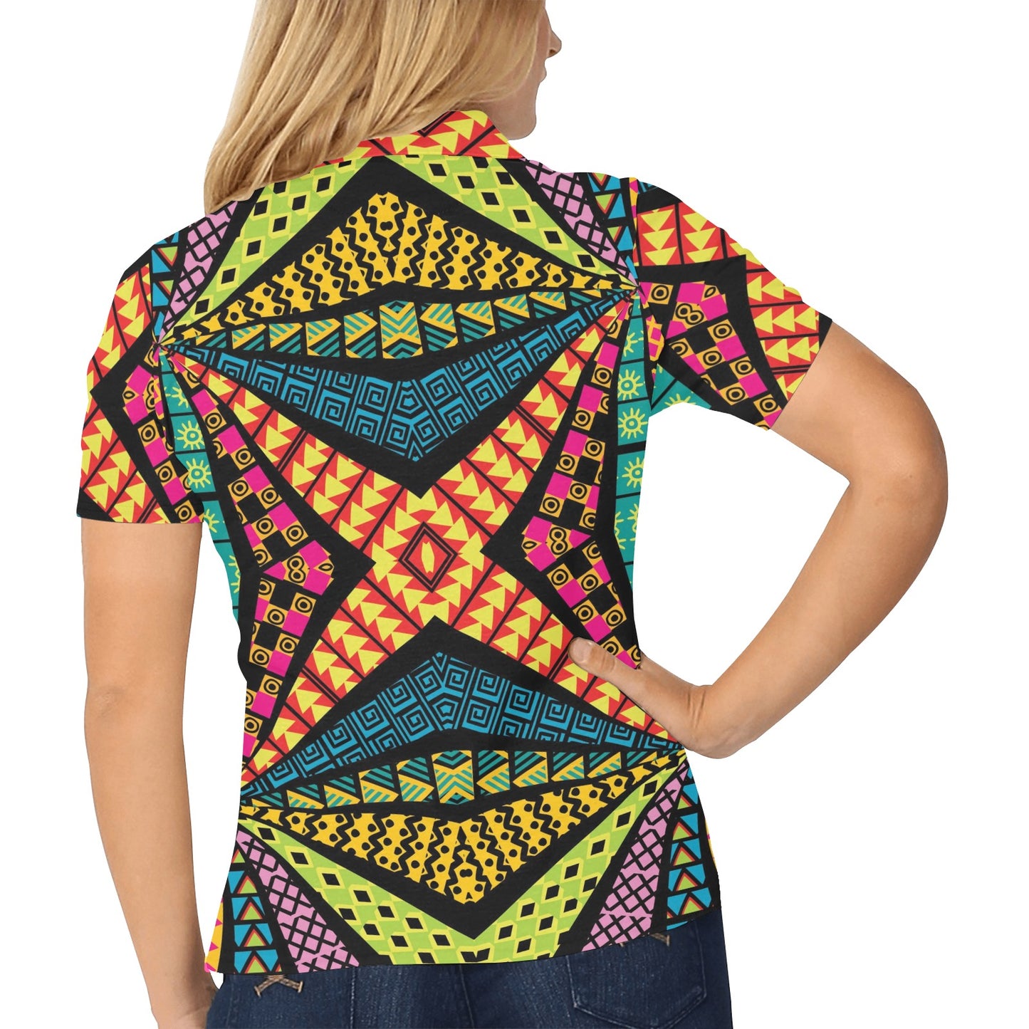Kaleidoscope Pattern Print Design 05 Women's Polo Shirt