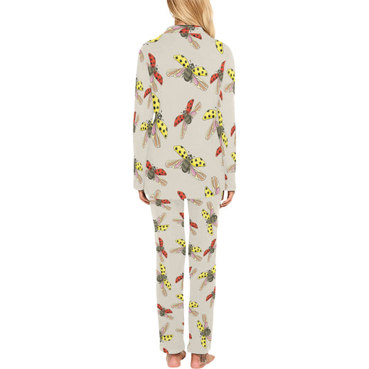 Ladybug Pattern Print Design 04 Women's Long Pajama Set