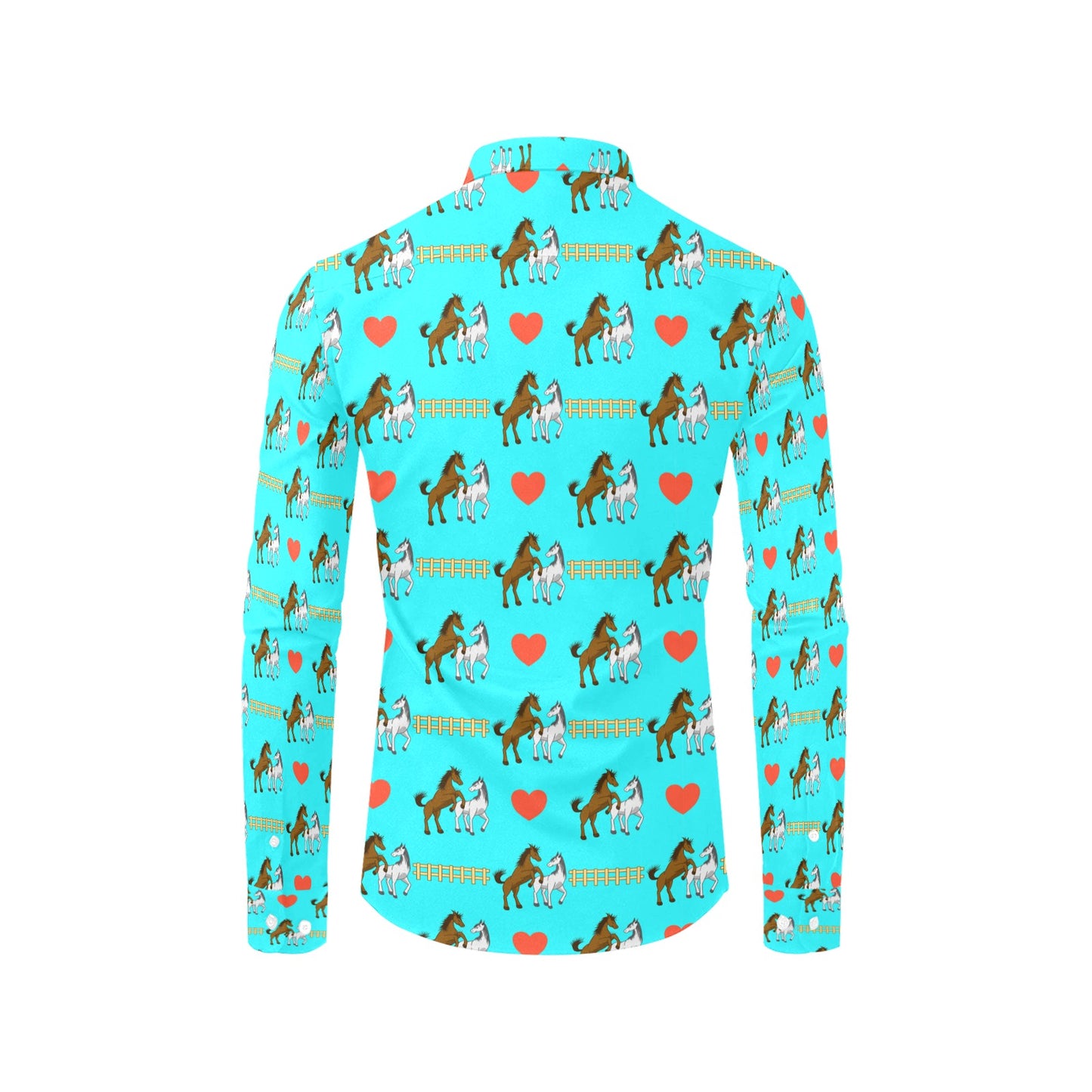 Horse Couple Love Print Design LKS309 Men's Long Sleeve Dress Shirt