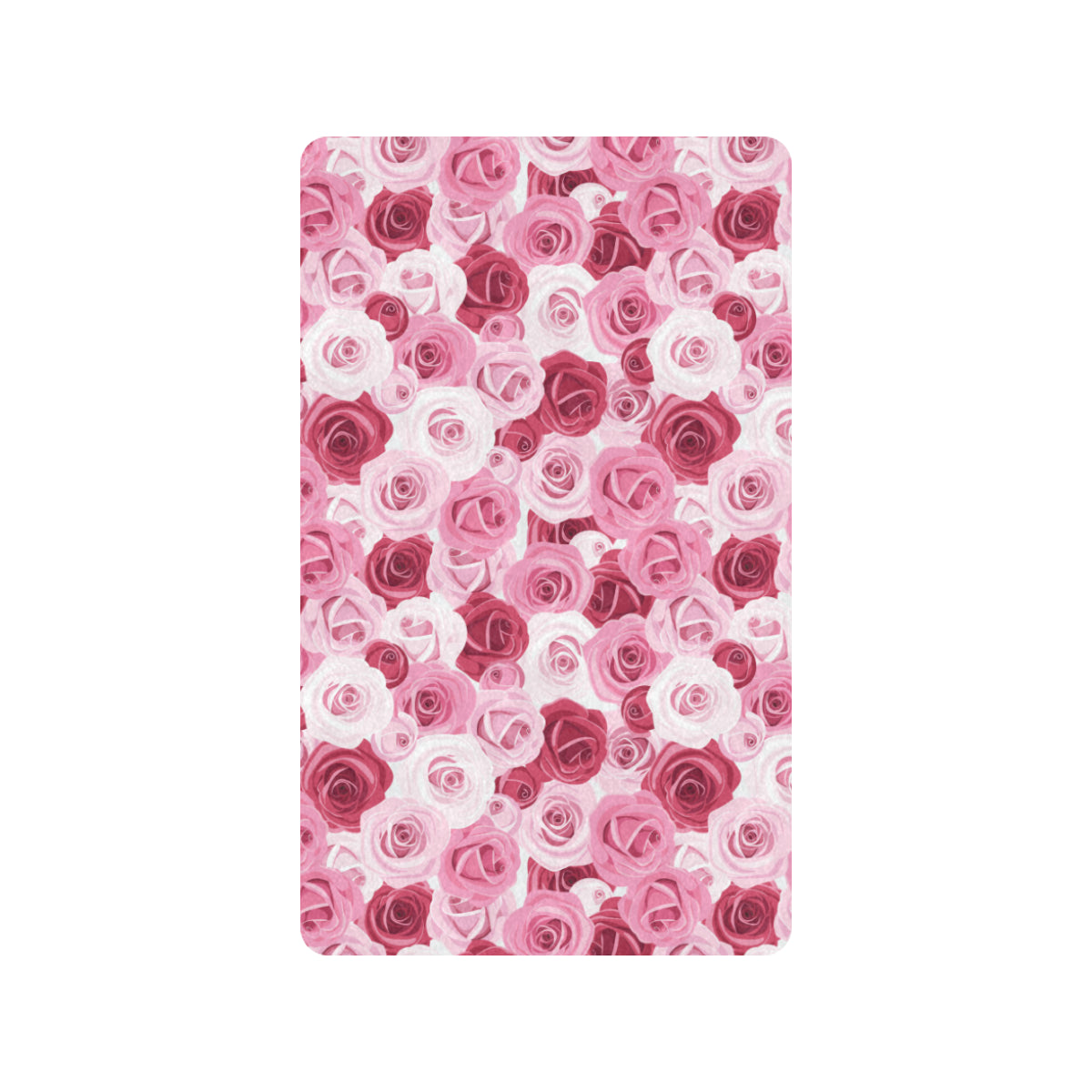 Pink Red Rose Pattern Print Rubber Doormat