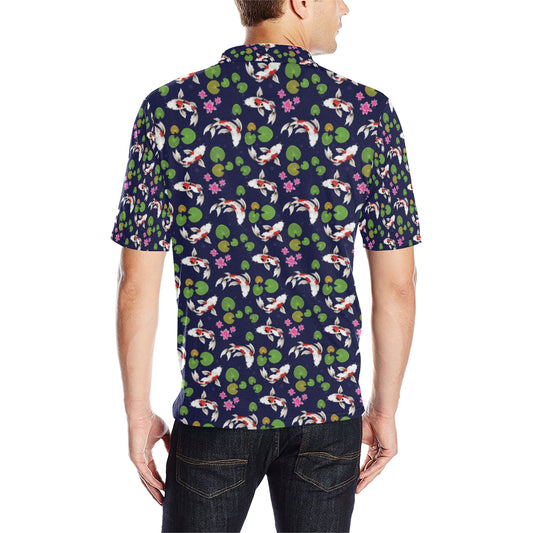 Koi Carp Pattern Design Themed Print Men Polo Shirt