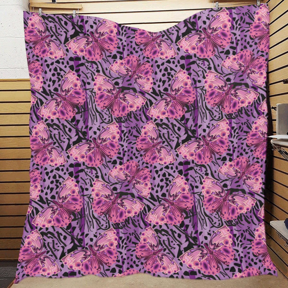 Purple Butterfly Leopard Premium Quilt
