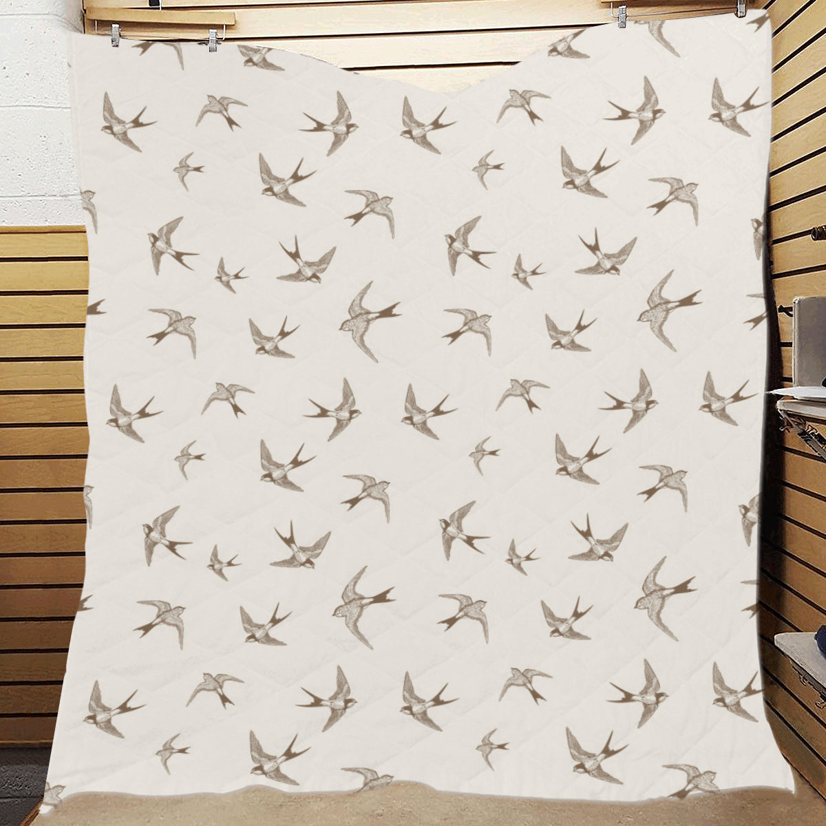 Swallow Bird Pattern Print Design 01 Premium Quilt