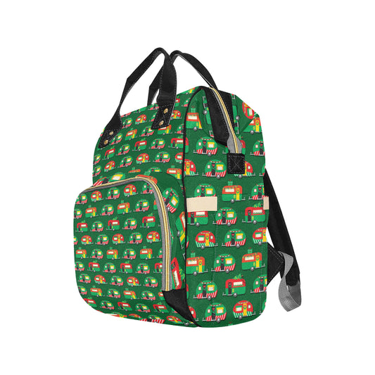 Camper Camping Christmas Themed Print Diaper Bag Backpack