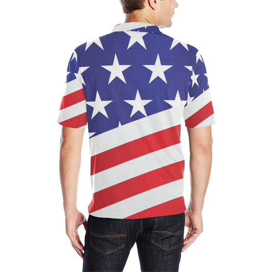 American flag Print Men Polo Shirt