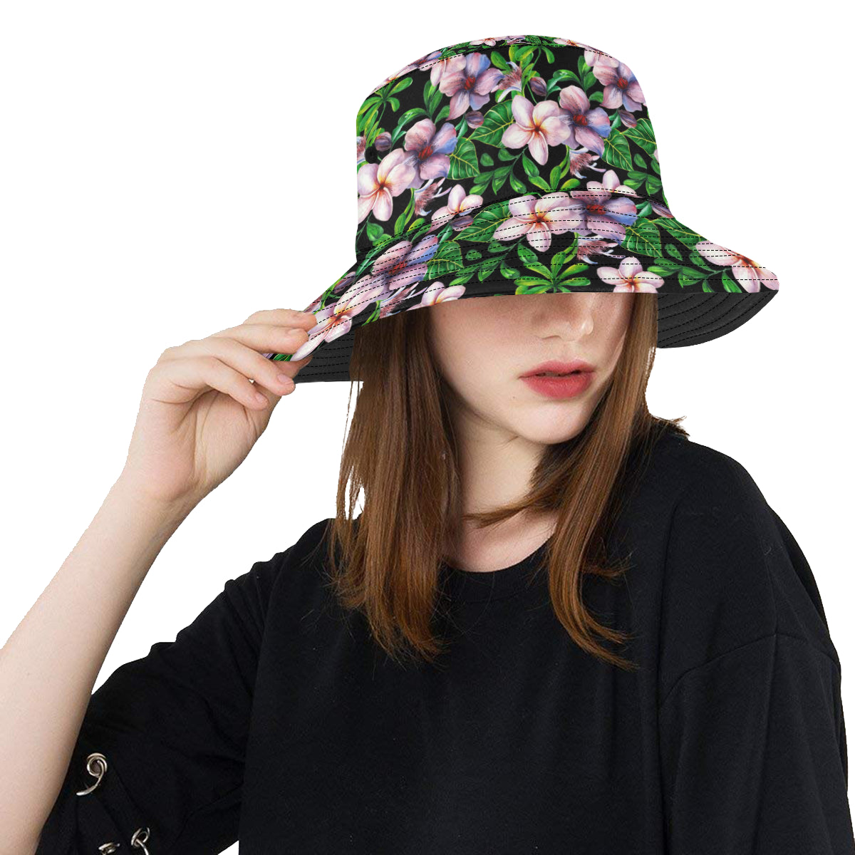 Plumeria Pattern Print Design PM01 Unisex Bucket Hat