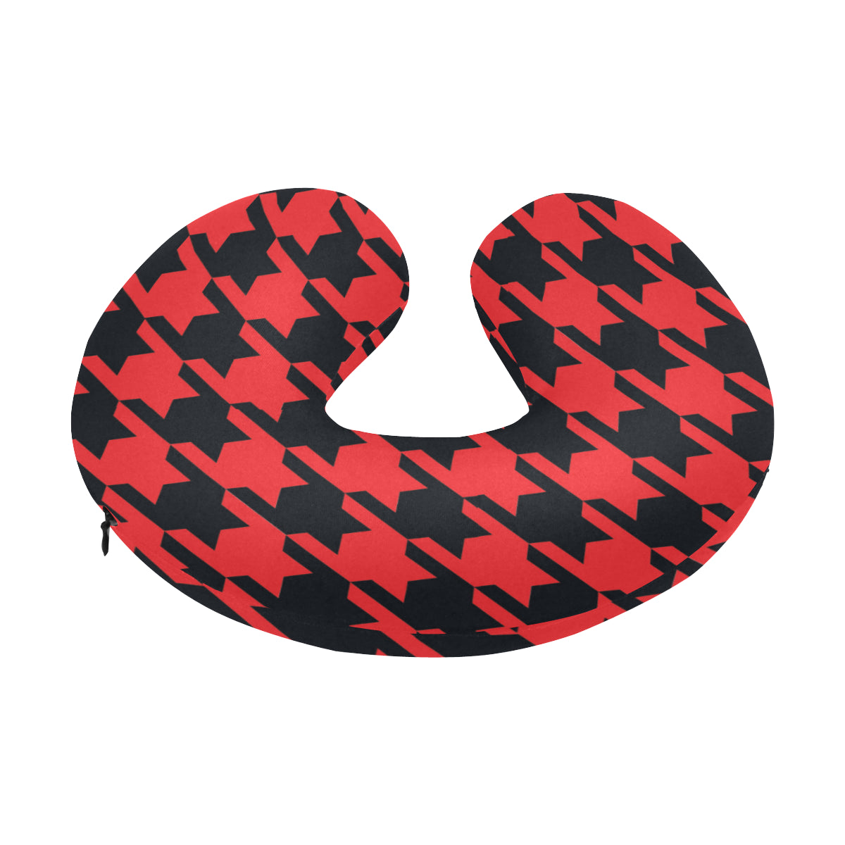 Houndstooth Red Pattern Print Design 03 U-Shaped Travel Neck Pillow