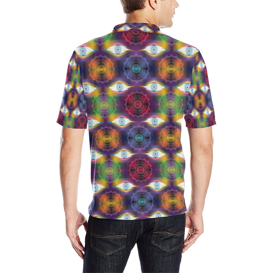 Chakra Eye Print Pattern Men Polo Shirt