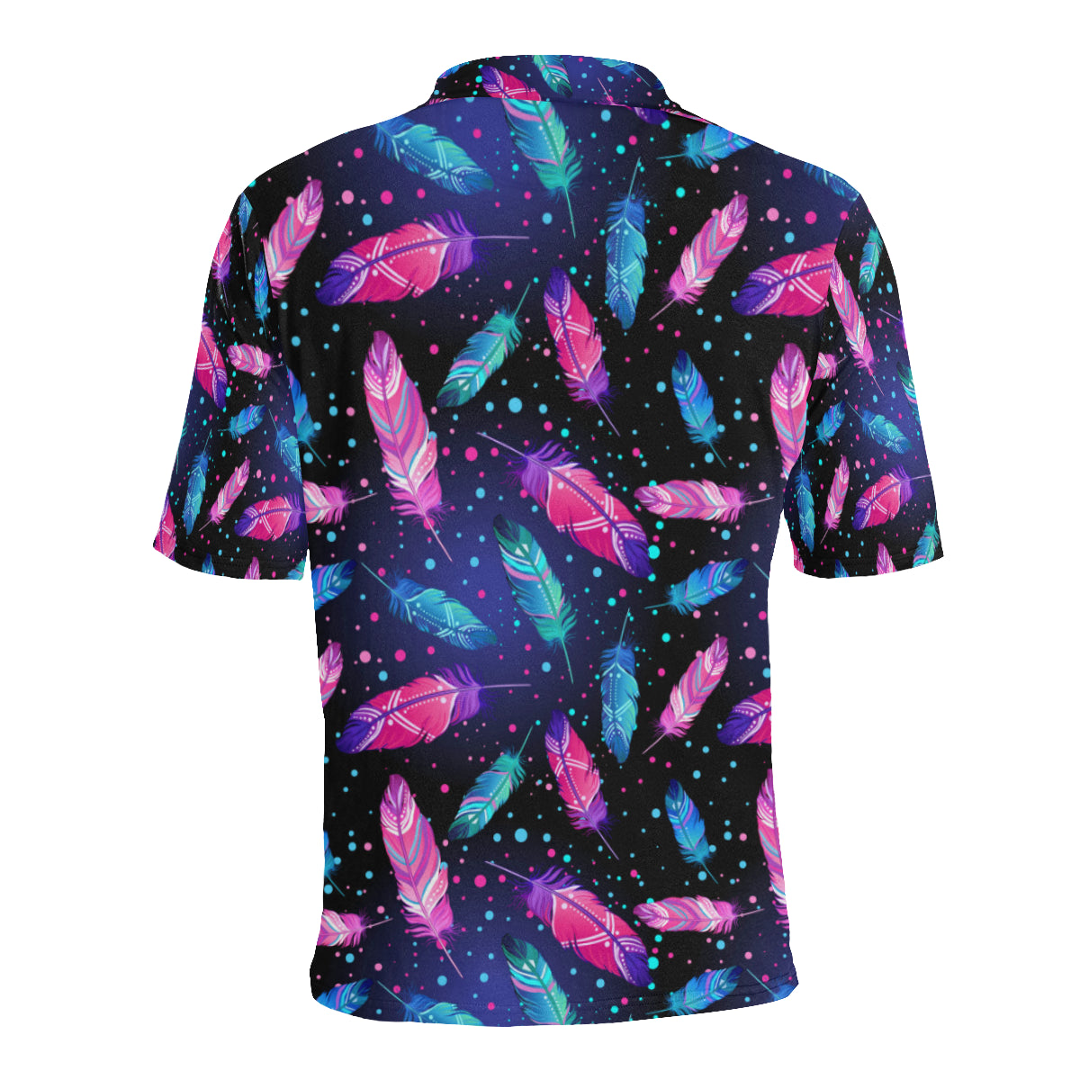 Feather Colorful Boho Design Print Men Polo Shirt
