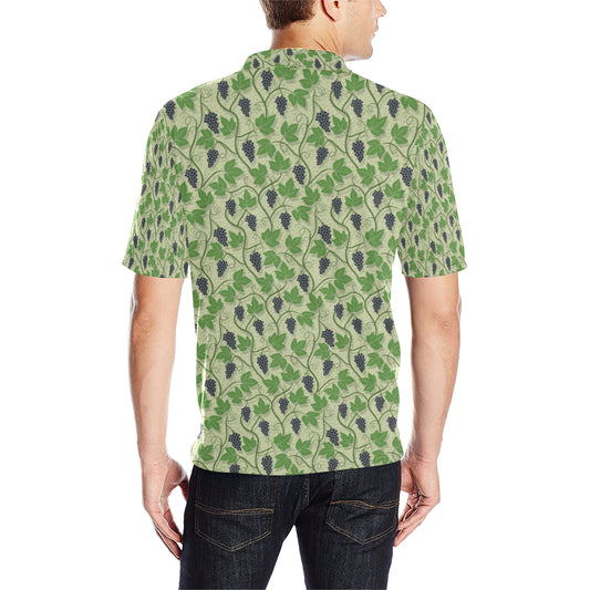 Wine Grape Thmed Print Men Polo Shirt